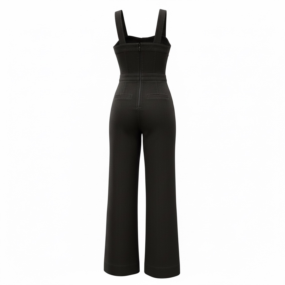 NWT Anthropologie Button-Front Jumpsuit by Maeve The Colette Size 6 EU 38 Black - Picture 2 of 10